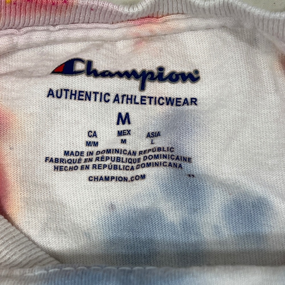 Champion Georgia Bulldogs Tie Dye T-Shirt Mens Medium Red Blue UGA Mascot Tee - Picture 4 of 7